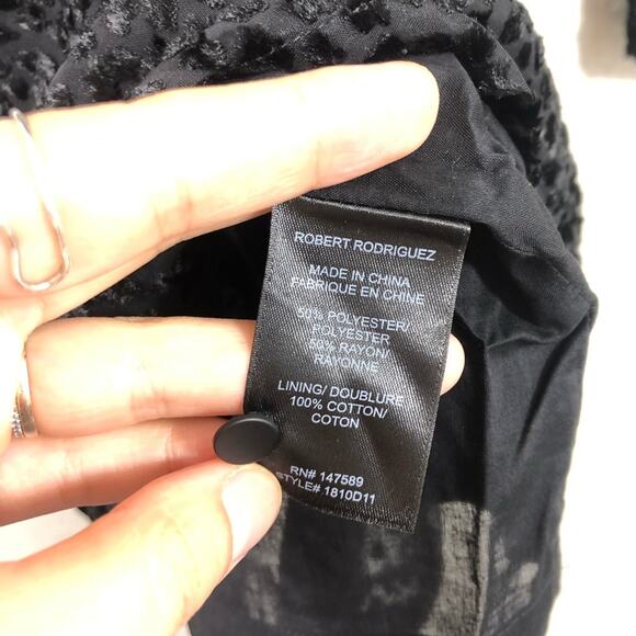 Robert Rodriguez Pauline black textured sheer mini dress rope waist sash NEW 12 - Picture 7 of 10